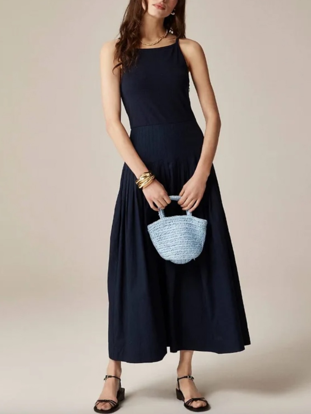 J crew pintuck mixy dress navy